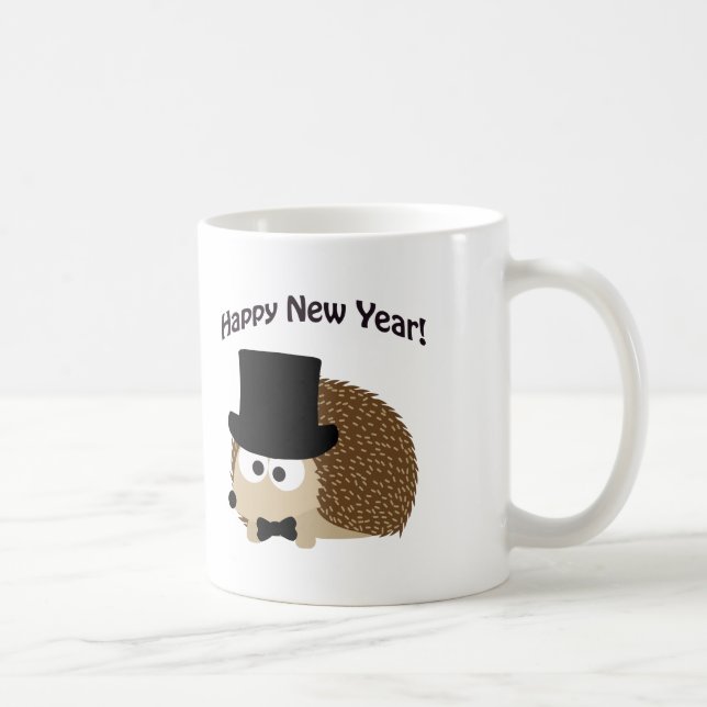 Caneca De Café Feliz ano novo! Dapper Hedgehog (Direita)