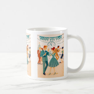 Caneca De Café Feliz Ano Novo Meados do Século A Dança do Martini