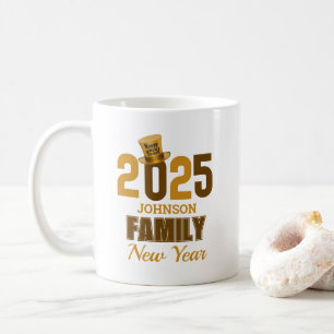 Caneca De Café Feliz ano novo personalizado de nome da família 20