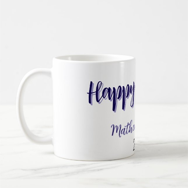 Caneca De Café Feliz ano novo roxo adicionar nome preto ano simpl (Esquerda)