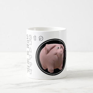 Caneca De Café Feliz Ano PIg 2019 3D White Mug 2