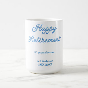 Caneca De Café Feliz aposentadoria azul anos de serviço nome past