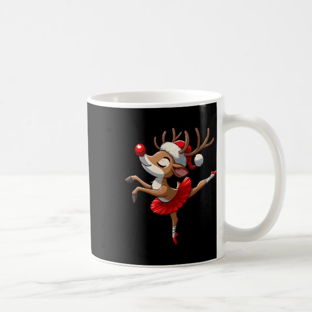 Caneca De Café Feliz Balé de Natal Reindeer Dançando Balé Tea (Direita)