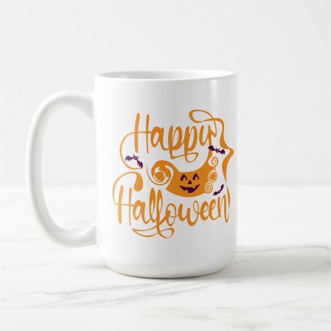 Caneca De Café Feliz batedor de Halloween ou lanterna Coffee Mug (Esquerda)
