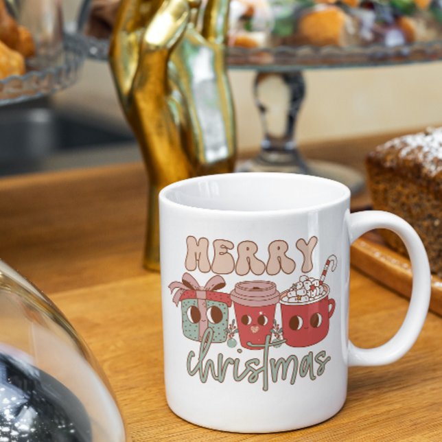 Caneca De Café Feliz Bebendo de Natal (Criador carregado)