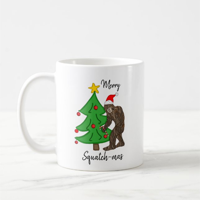 Caneca De Café Feliz Bigfoot Natal Humor  (Esquerda)