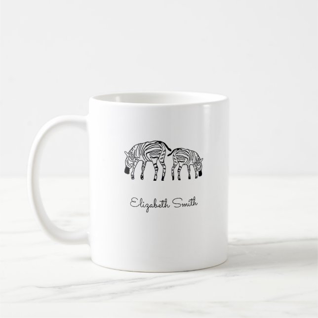 Caneca De Café Feliz Cachorro Branco do Quênia Zebras (Esquerda)