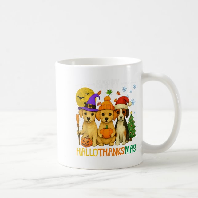 Caneca De Café Feliz Cachorro do Hallothanksmas lança Mash Feriad (Direita)