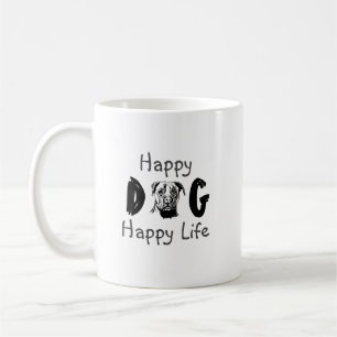 Caneca De Café Feliz Cachorro Feliz Vida Feliz