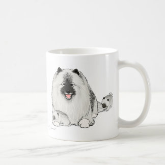 Caneca De Café Feliz Cachorro Keeshond com Cachorros Bonitos