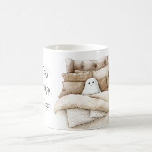 Caneca De Café Feliz Cama de Fantasma Aconchegante de Halloween