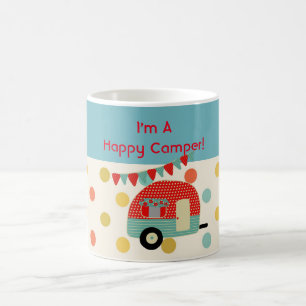 Caneca De Café Feliz Camper Personalizado Retro Red Aqua Mug