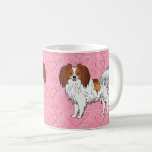 Caneca De Café Feliz Cão Vermelho E Branco Phalène Em Corações Ro