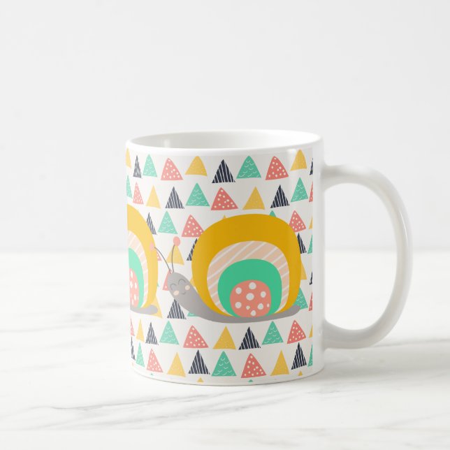 Caneca De Café Feliz Caracol em Triângulos (Direita)