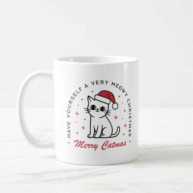 Caneca De Café Feliz Catmas gato natalino (Esquerda)