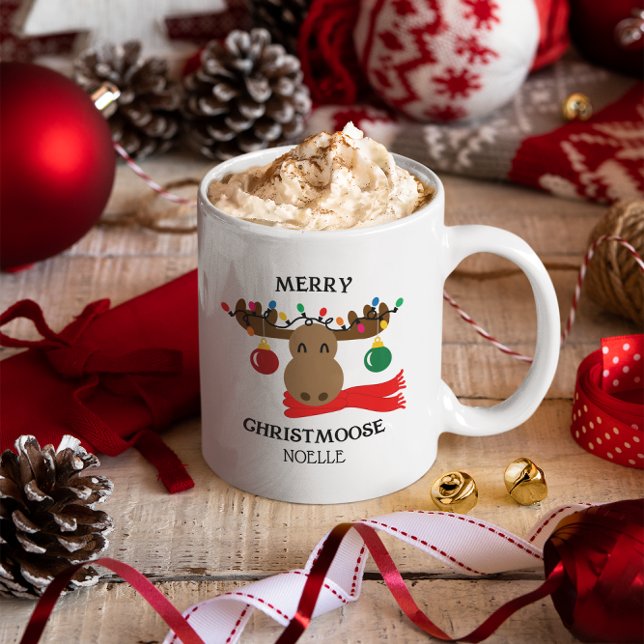 Caneca De Café Feliz Christmoose Personalizada (Criador carregado)