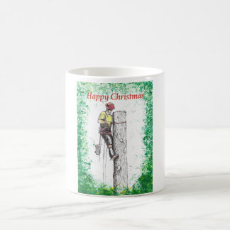 Caneca De Café Feliz cirurgião arborista de Natal