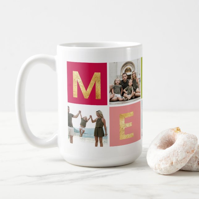 Caneca De Café Feliz Colorida Multi Photo Holiday Mug (Com Donut)