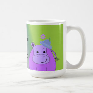 Caneca De Café Feliz como um Hipopótamo - Hipopótamo Roxo