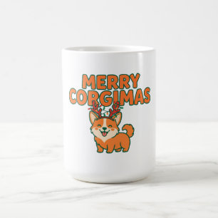 Caneca De Café Feliz Corgimas Camisa engraçada de Natal para mães