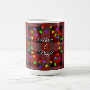 Caneca De Café Feliz De Natal E Luzes Brilhantes