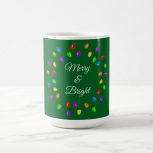 Caneca De Café Feliz De Natal E Luzes Brilhantes