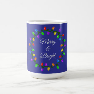 Caneca De Café Feliz De Natal E Luzes Brilhantes