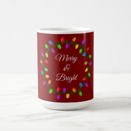 Caneca De Café Feliz De Natal E Luzes Brilhantes