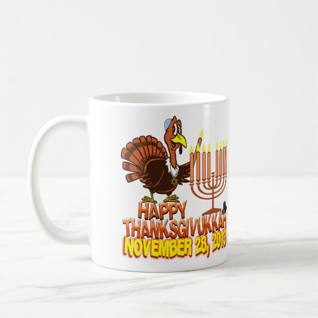 Caneca de café feliz de Thanksgivukkah (Esquerda)