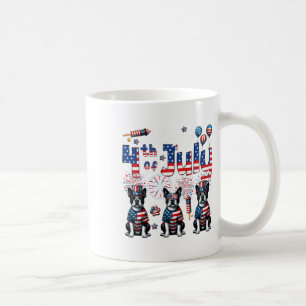 Caneca De Café Feliz Dia 4 De Julho, Três Cortes De Boston Terrie