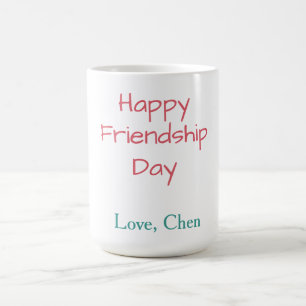 Caneca De Café Feliz dia da amizade vermelho azul amor nome amigo