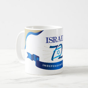 Caneca De Café Feliz Dia da Independência de Israel Estrela Azul