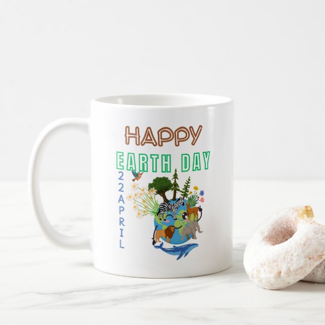 Caneca De Café Feliz Dia da Terra Mug (Com Donut)
