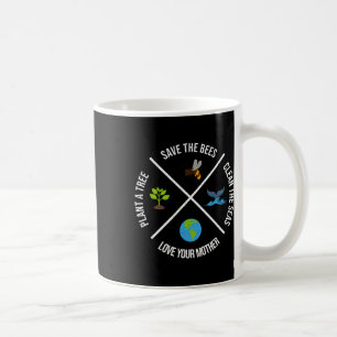 Caneca De Café Feliz Dia da Terra Plantas Árvores Limpas Águas Sa