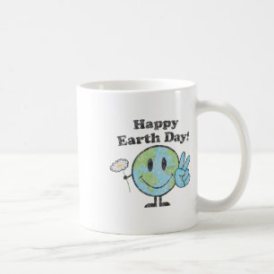 Caneca De Café Feliz Dia da Terra - Sinal de Paz Bonito Flor Afet