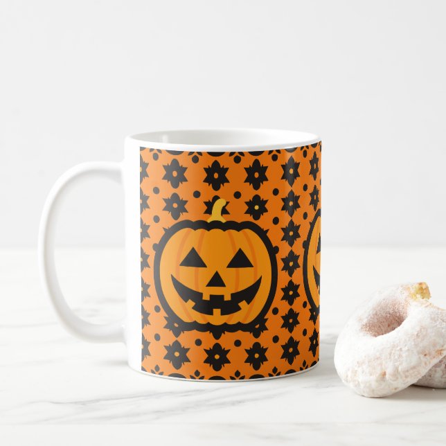 Caneca De Café Feliz Dia das Bruxas (Com Donut)
