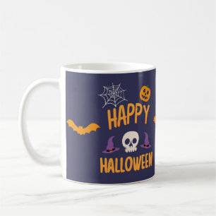 Caneca De Café Feliz Dia das Bruxas assustador design de morcegos