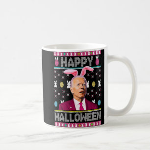 Caneca De Café Feliz Dia das Bruxas, Bunny Joe Biden Confusa Sabo