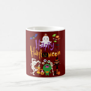 Caneca De Café Feliz Dia das Bruxas Crianças Fofas e Assustadoras