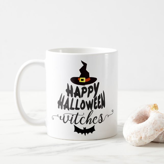 Caneca De Café Feliz Dia das Bruxas de Halloween (Com Donut)