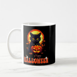 Caneca De Café Feliz Dia das Bruxas Gato Preto Gato Assustador Fa