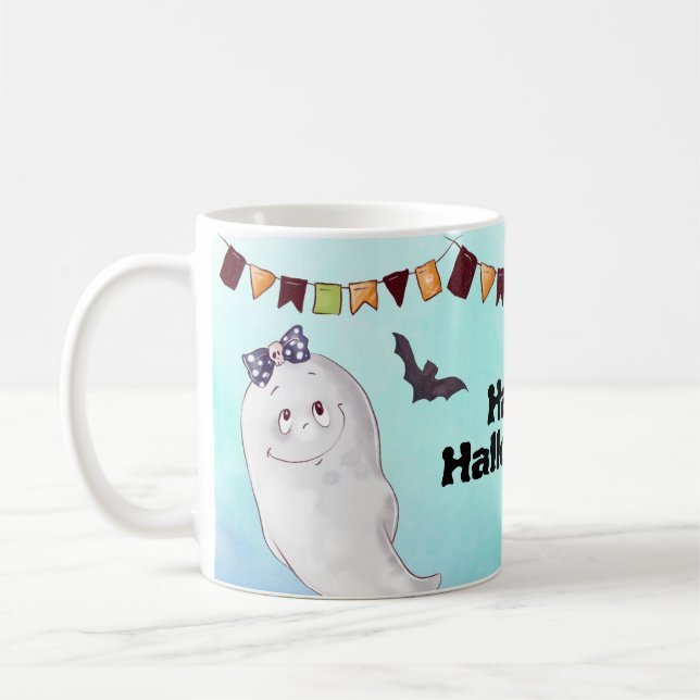 Caneca De Café Feliz Dia das Bruxas Ghost (Esquerda)