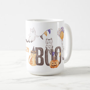 Caneca De Café Feliz Dia das Bruxas   KITTENS E BOO CUTOS