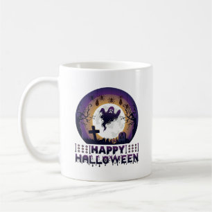 Caneca De Café Feliz Dia das Bruxas Morcegos Aranhas_1