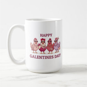 Caneca De Café Feliz Dia das Galentinas Frango Turma Fofo Galinha