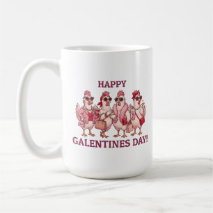 Caneca De Café Feliz Dia das Galentinas Galinhas Glamourosas Esqu