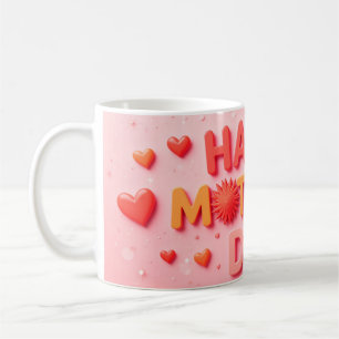 Caneca De Café Feliz Dia das Mães com Corações