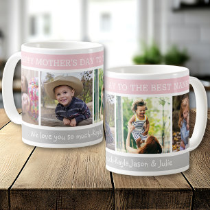 Caneca De Café Feliz Dia das Mães Melhor Babá 4 Colagem de Fotos