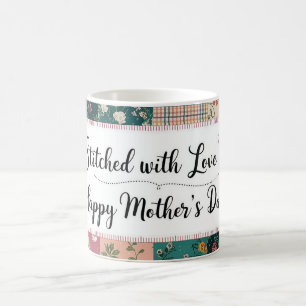 Caneca De Café Feliz Dia das Mães - Padrão de Colcha Retro Fofo