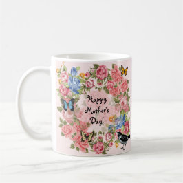 Caneca De Café Feliz Dia das Mães Rosas Vintage